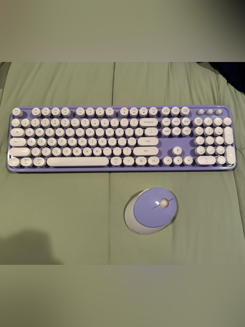 Lavender Retro Typewriter Wireless Keyboard and Mouse